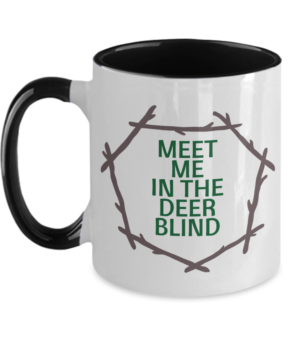 Hunting Gifts Meet Me In The Deer Blind Birthday Christmas Gift Idea Two Tone Red Coffee Mug 11oz