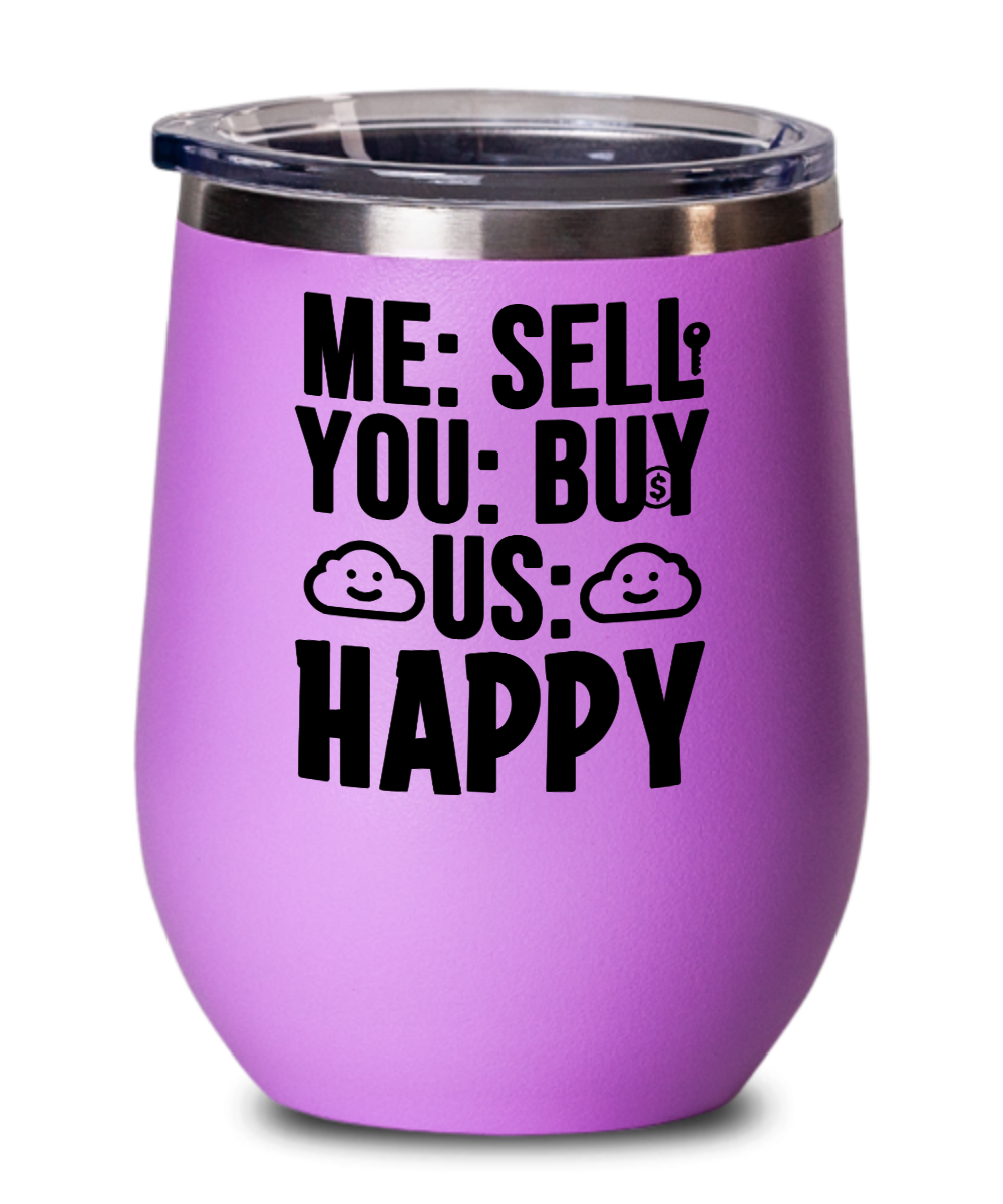 Realtor Gifts Sell Buy Happy Birthday Christmas Gift Idea For Men Women Wine Glass