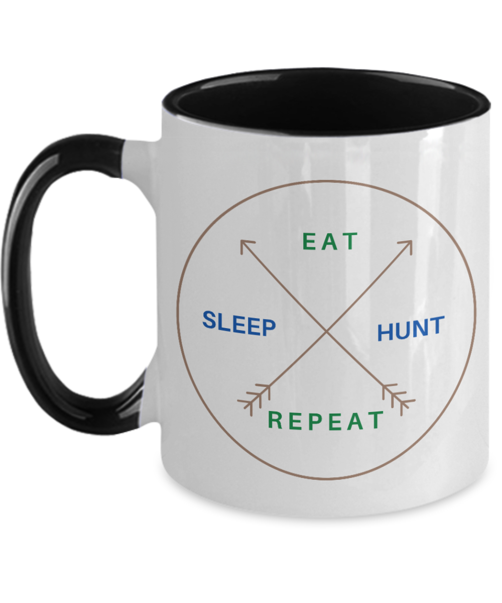 Hunting Gifts Eat Sleep Hunt Repeat Birthday Christmas Gift Idea Two Tone Red Coffee Mug 11oz