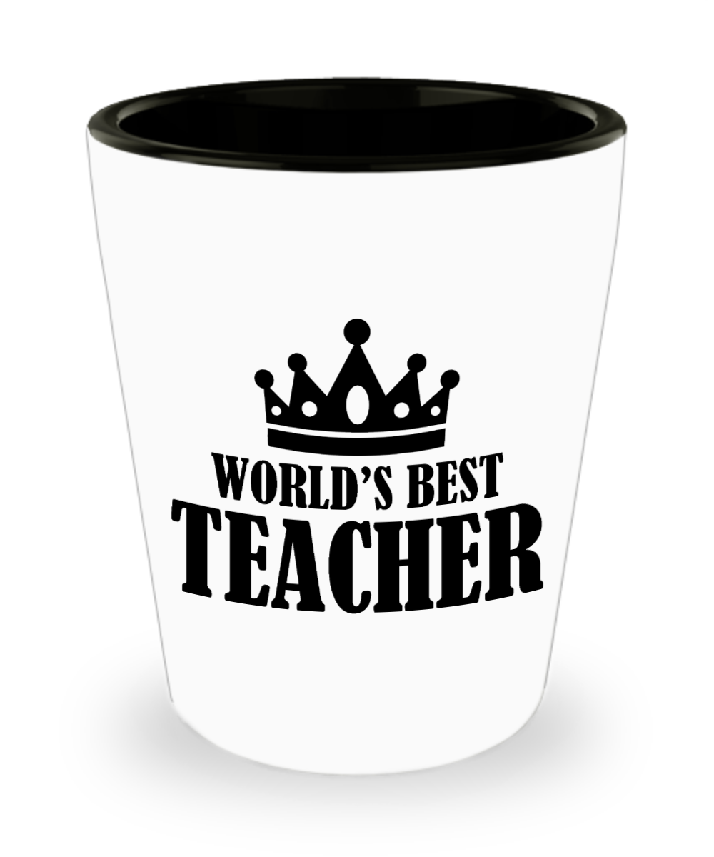 Teacher Gifts Worlds Best Teacher Birthday Christmas Gift Idea For Men Women Shot Glass