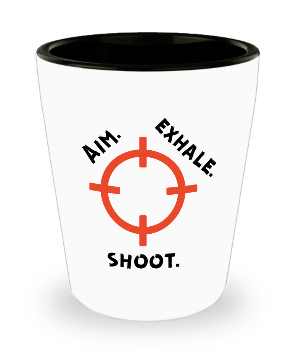 Hunting Gifts Aim Exhale Shoot Birthday Christmas Gift Idea For Men Women Shot Glass