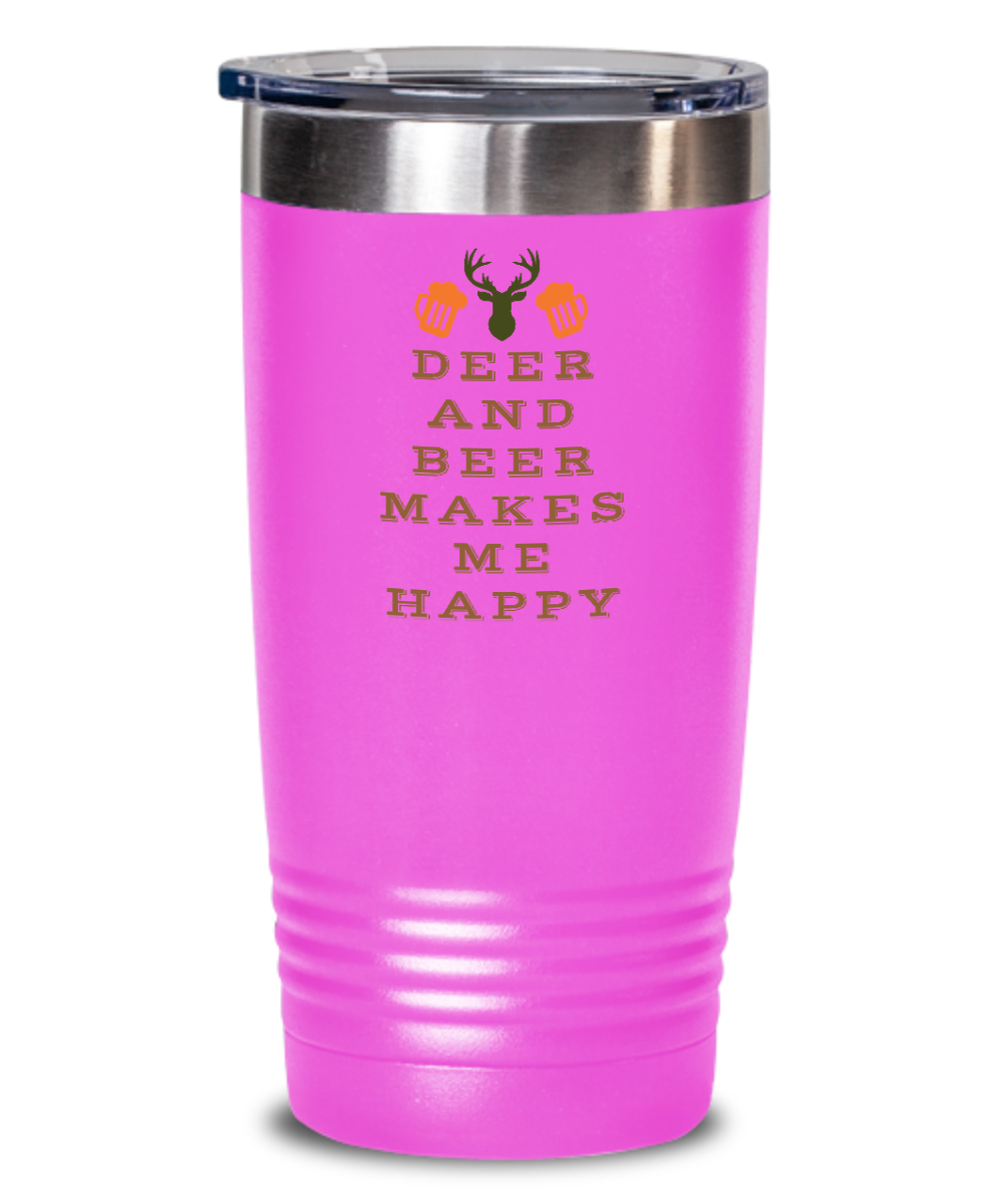 Hunting Gifts Deer And Beer Makes Me Happy Birthday Christmas Gift Idea 20oz 20oz or 30oz Tumbler