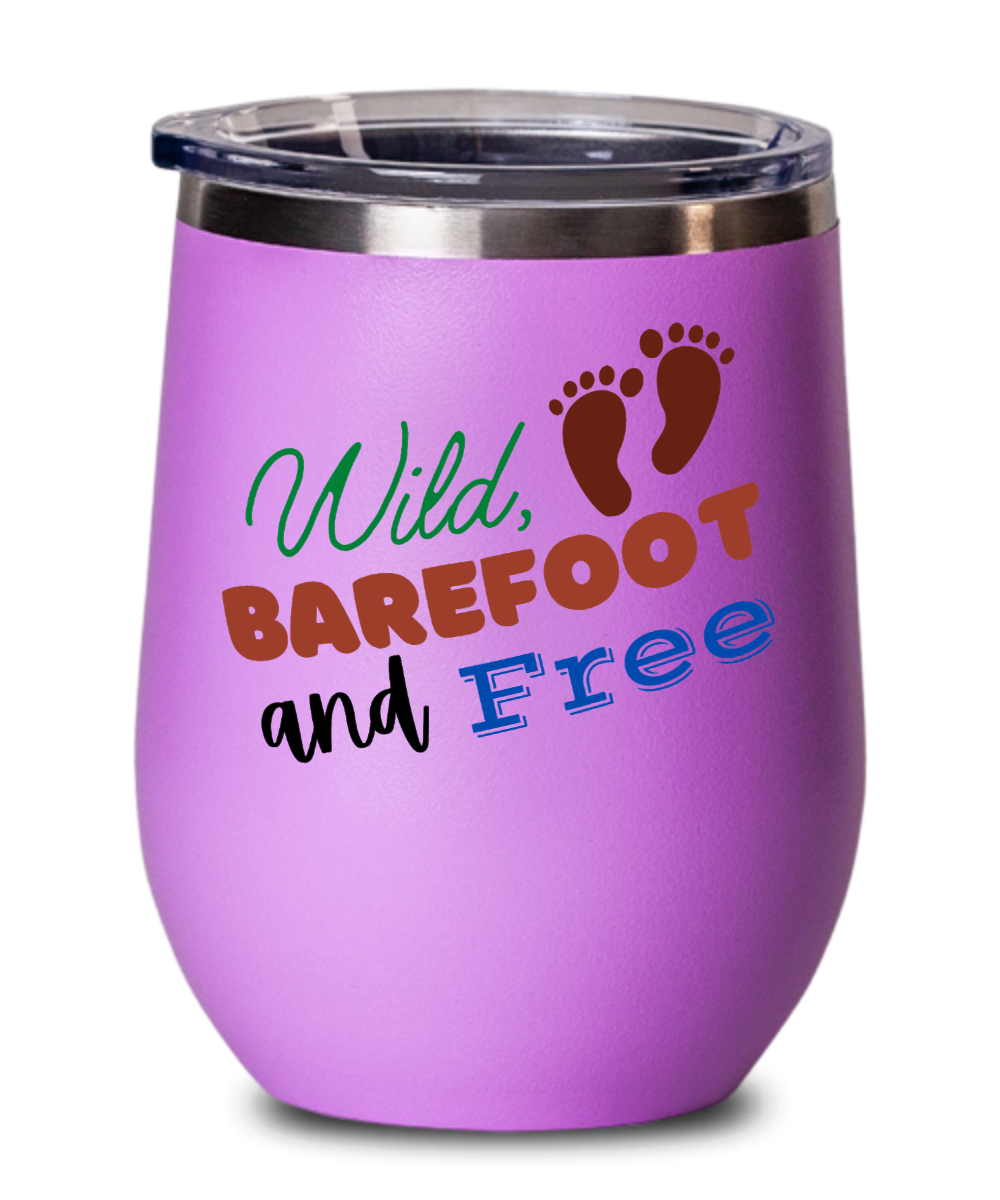 Yoga Gifts Wild Barefoot And Free Birthday Christmas Gift Idea For Men Women Wine Glass