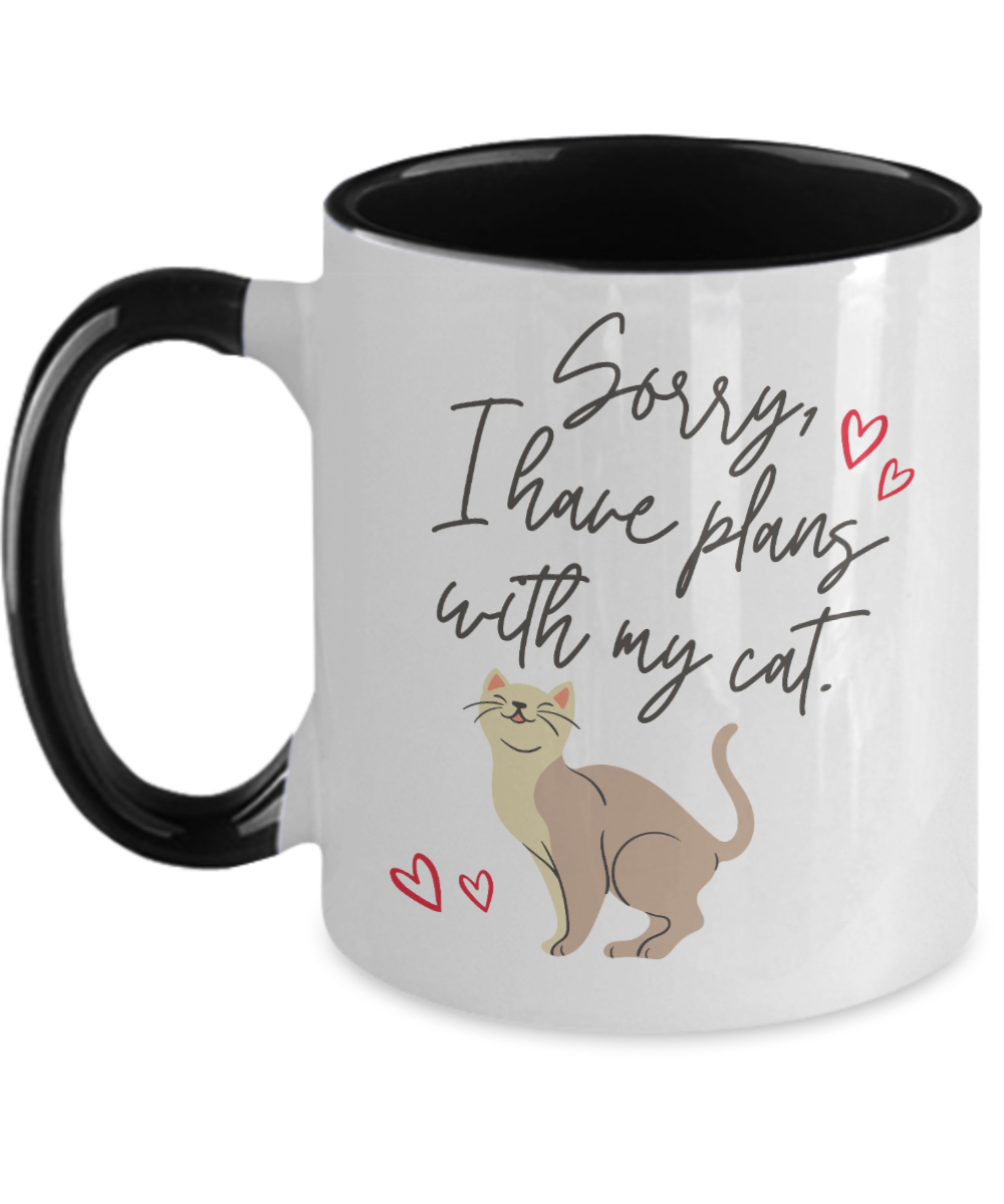 Cat Lovers Gifts I Have Plans With My Cat Birthday Christmas Gift Idea Two Tone Coffee Mug 11oz