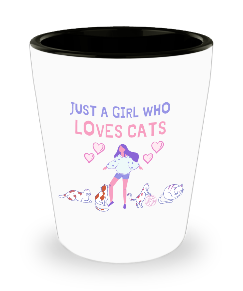 Cat Lovers Gifts Girl Who Loves Cats Birthday Christmas Gift Idea For Women Shot Glass