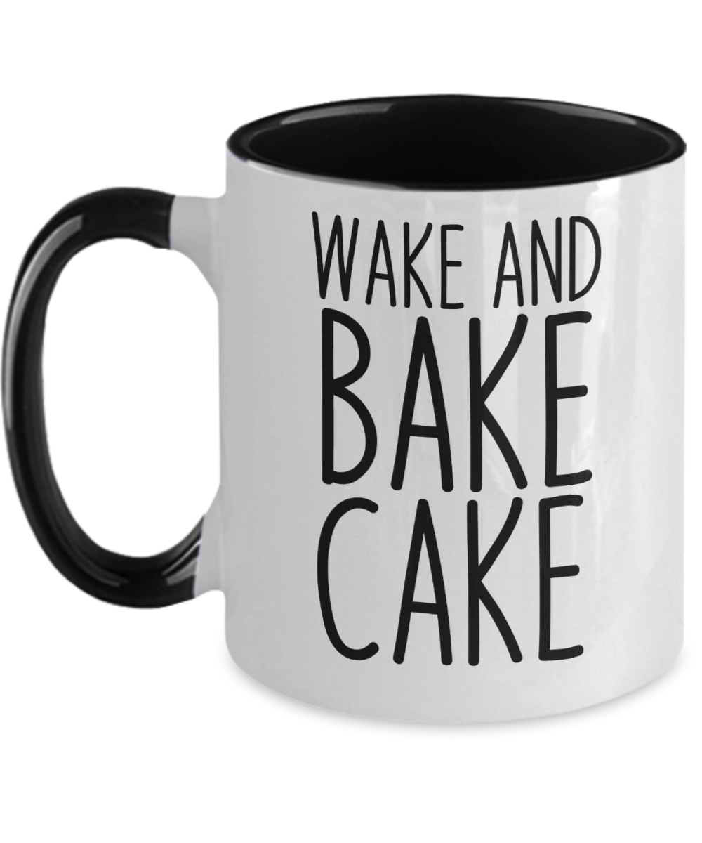 Baking Gifts Wake And Bake Cake Birthday Christmas Gift Idea For Men Women Two Tone Coffee Mug 11oz