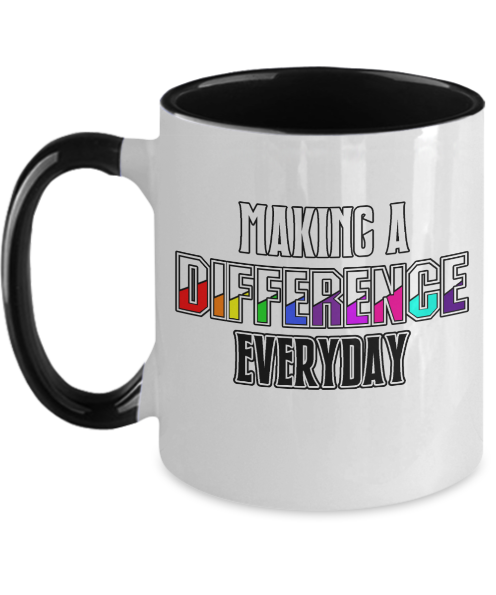 Teacher Gifts Making A Difference Birthday Christmas Gift Idea Two Tone Coffee Mug 11oz