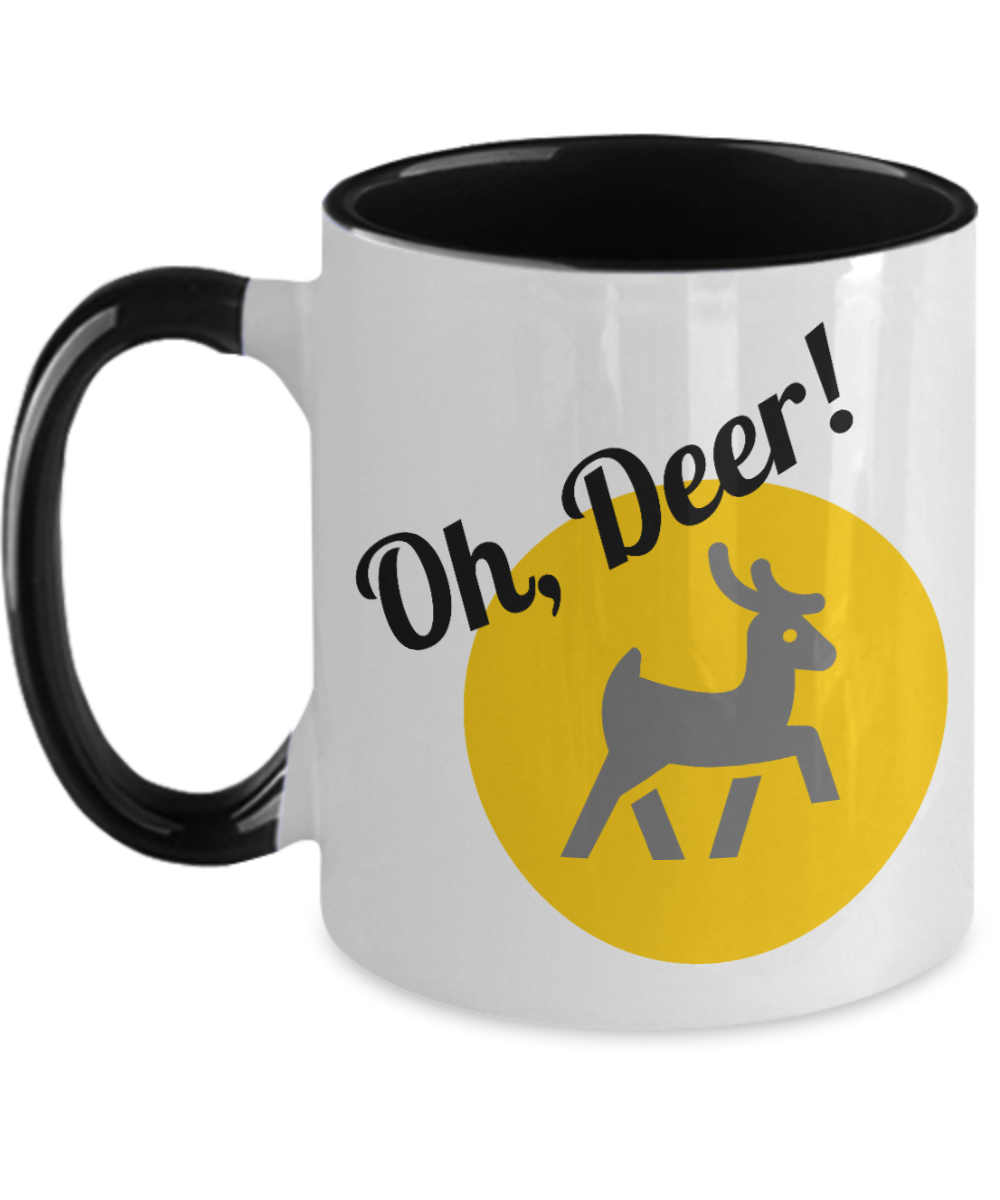 Hunting Gifts Oh Deer Birthday Christmas Gift Idea Two Tone Red Coffee Mug 11oz