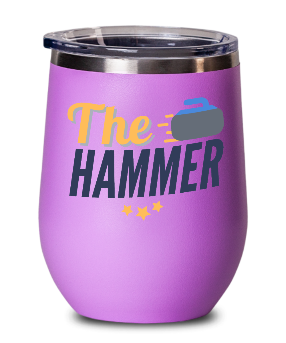 Curling Sport Gifts The Hammer Birthday Christmas Gift Idea For Men Women Wine Glass