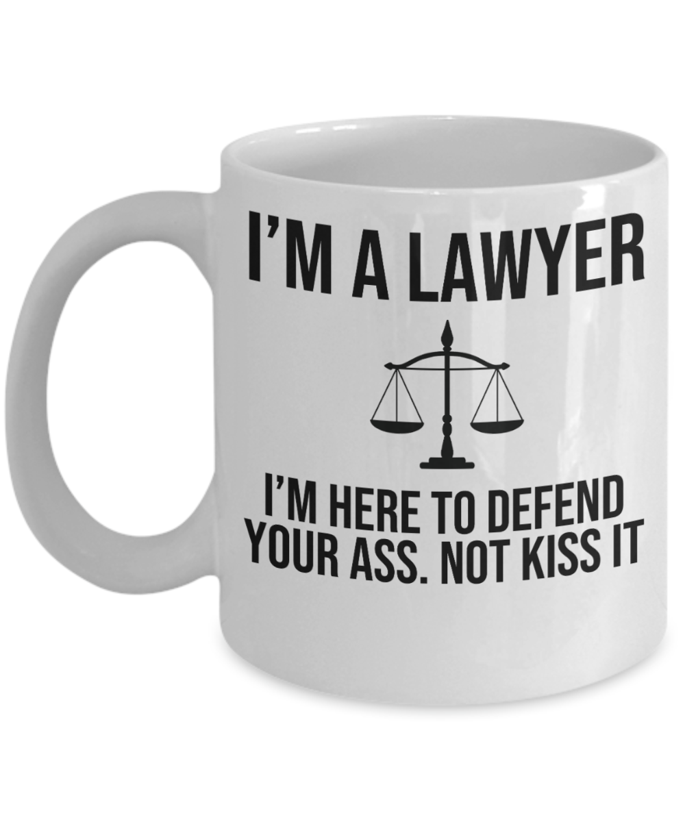 11 oz or 15 oz Coffee Mug - I Am Here To Defend Your Ass - Boyfriend, Girlfriend, Birthday, Funny, Novelty, Gift, Lawyer