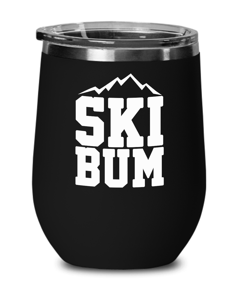 Skiing Gifts Ski Bum Birthday Christmas Gift Idea For Men Women Wine Glass