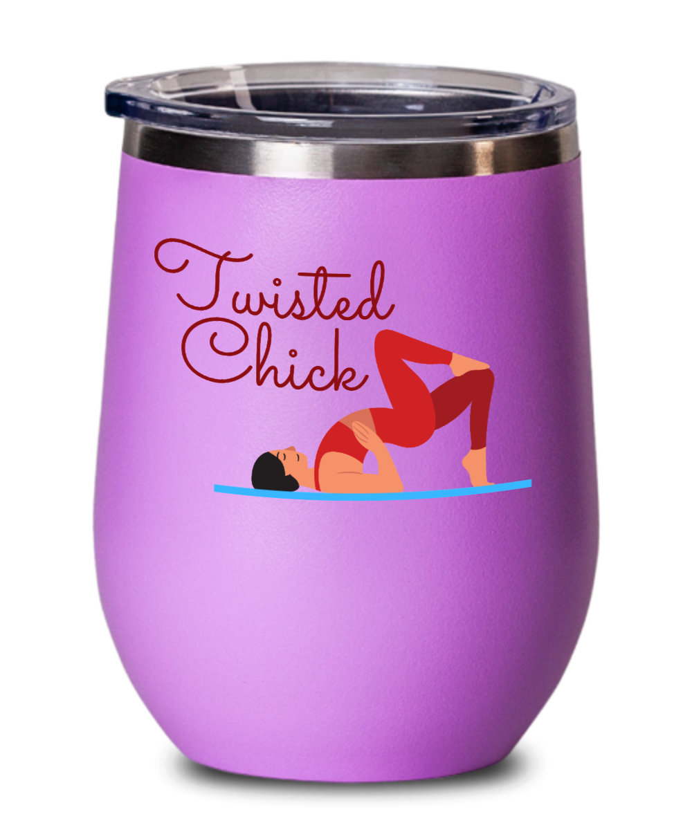 Yoga Gifts Twisted Chick Birthday Christmas Gift Idea For Women Wine Glass