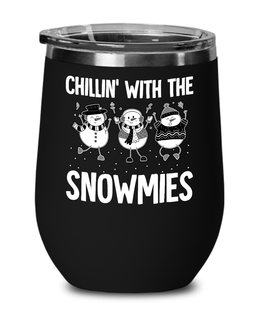 Skiing Gifts Chillin With The Snowmies Birthday Christmas Gift Idea For Men Women Wine Glass