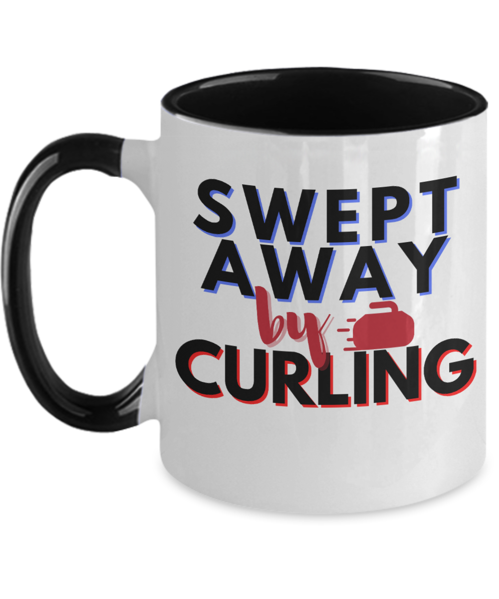 Curling Sport Gifts Swept Away By Curling Birthday Christmas Gift Idea Two Tone Coffee Mug 11oz