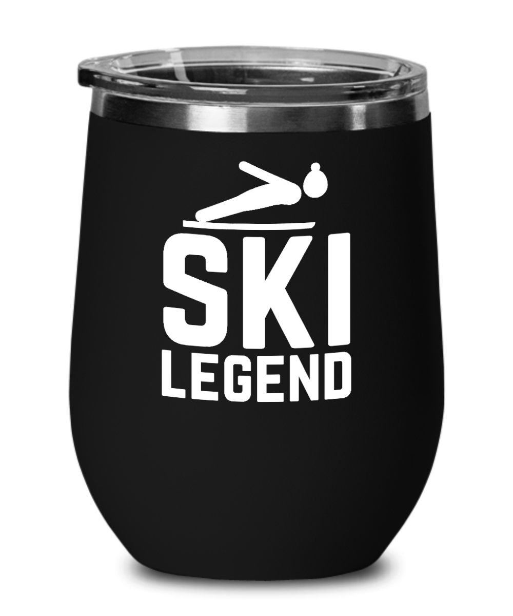 Skiing Gifts Ski Legend Birthday Christmas Gift Idea For Men Women Wine Glass