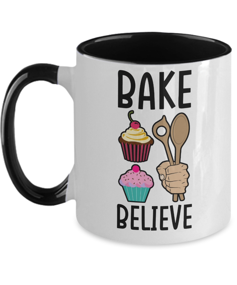 Baking Gifts Bake Believe Birthday Christmas Gift Idea For Men Women Two Tone Coffee Mug 11oz