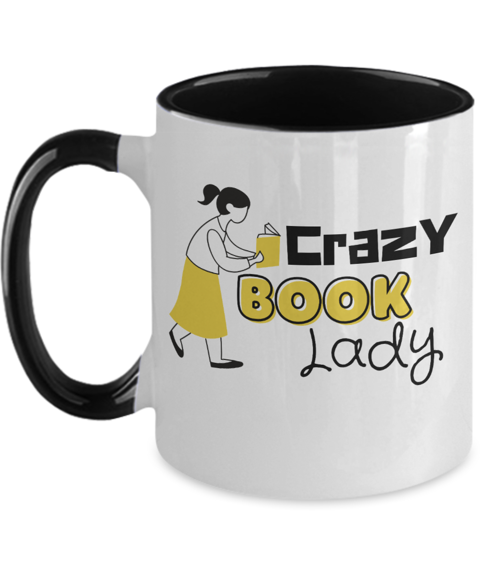 Librarian Gifts Crazy Book Lady Birthday Christmas Gift Idea For Women Two Tone Coffee Mug 11oz