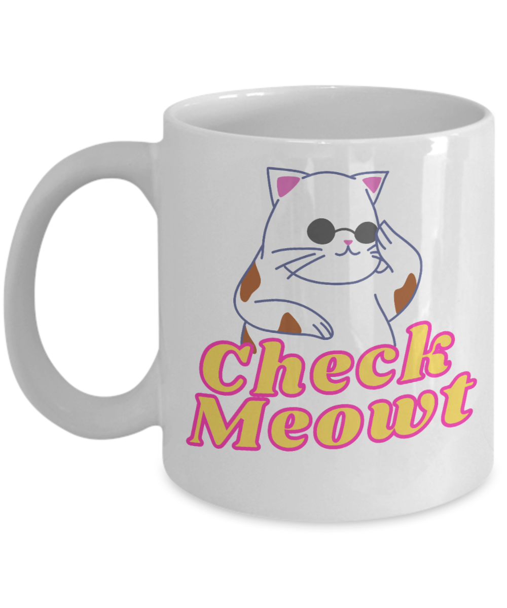 Cat Lovers Gifts Coffee Mug Check Meowt Birthday Christmas Gift Idea For Men Women 11 oz or 15 oz