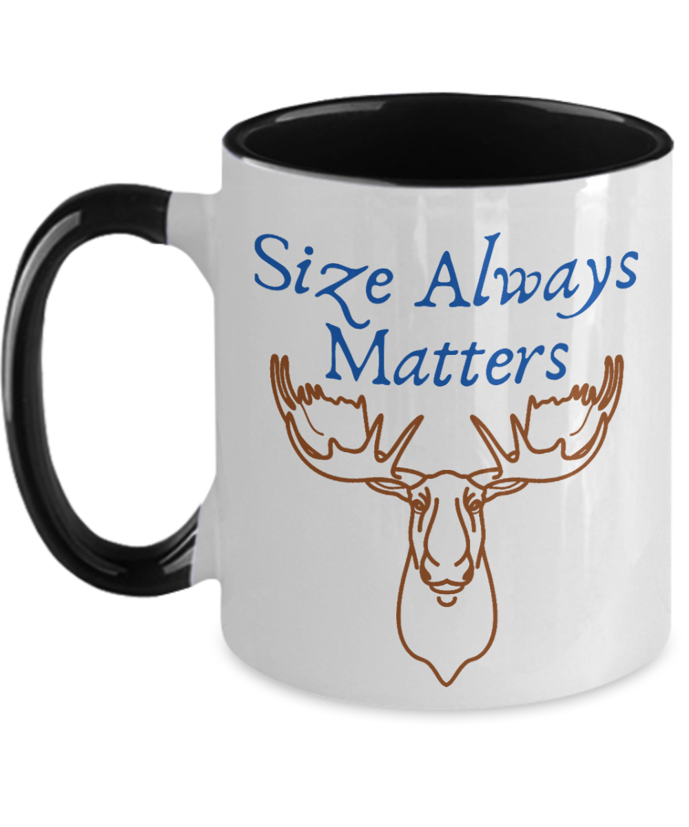 Hunting Gifts Size Always Matters Birthday Christmas Gift Idea Two Tone Black Coffee Mug 11oz