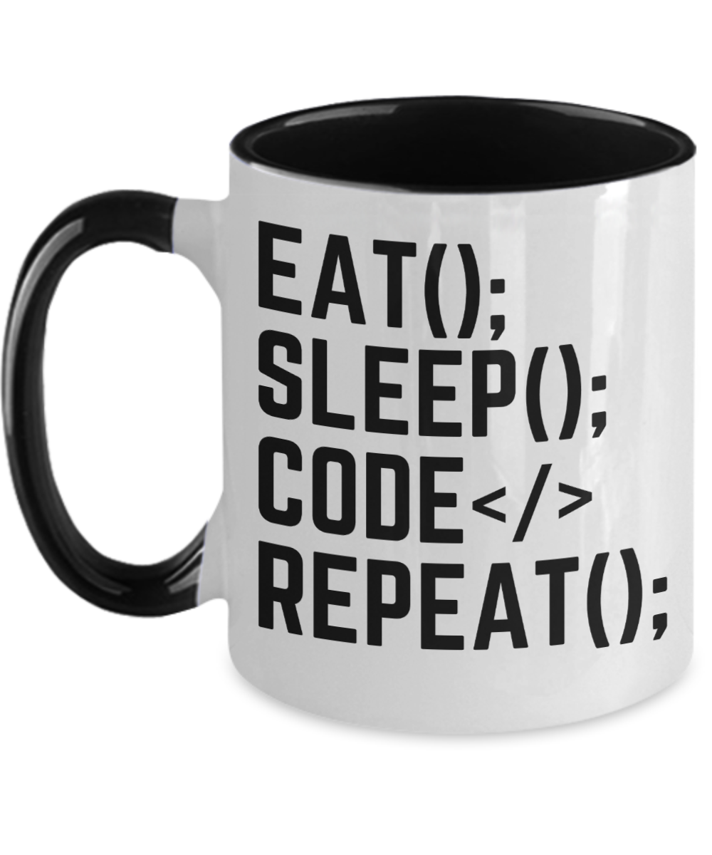 Computer Programming Gifts Eat Sleep Code Repeat Birthday Christmas Gift Idea For Men Women Two Tone Coffee Mug 11oz