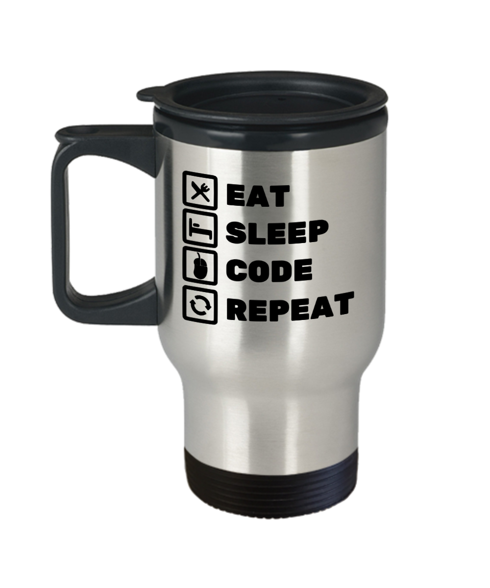 Programming Gifts Eat Sleep Code Repeat Birthday Christmas Gift Idea For Men Women Travel Mug