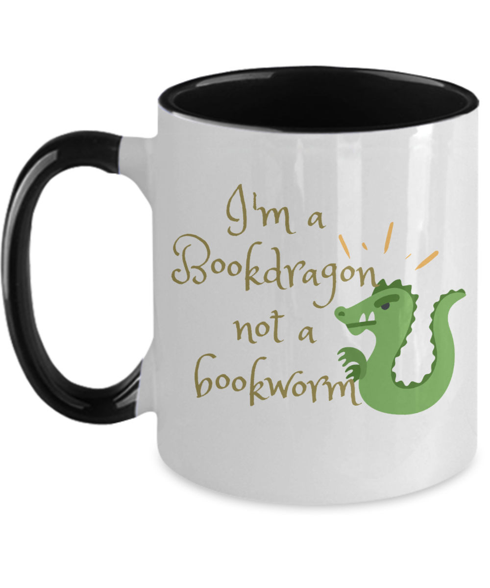 Librarian Gifts Im A Bookdragon Not A Bookworm Birthday Christmas Gift Idea For Men Women Two Tone Coffee Mug 11oz