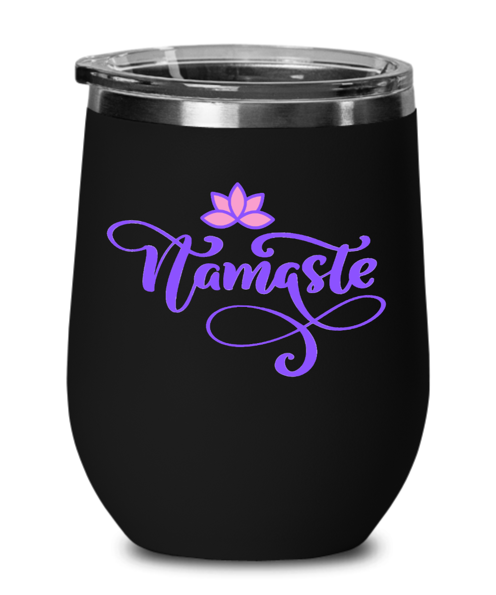 Yoga Gifts Namaste Birthday Christmas Gift Idea For Men Women Wine Glass