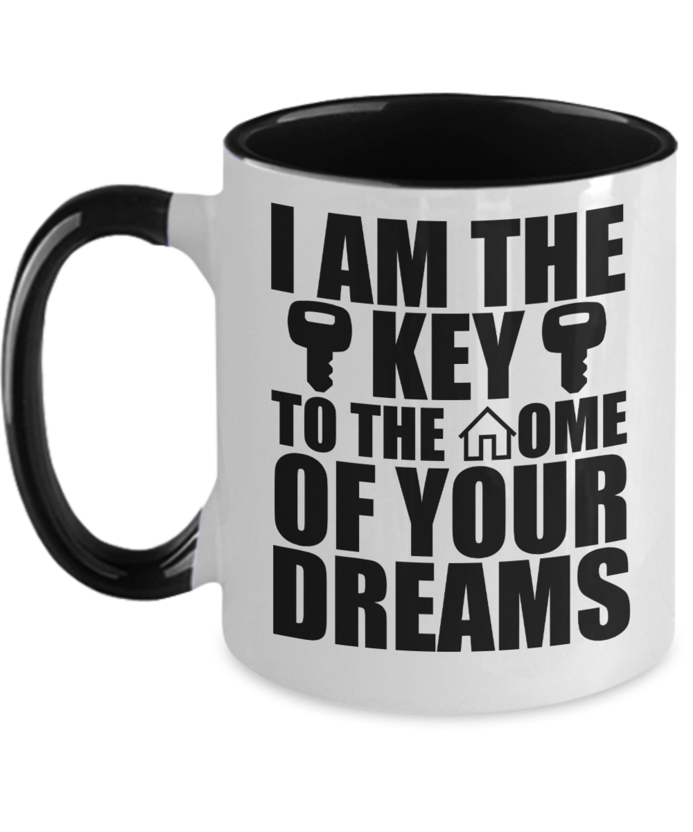 Realtor Gifts I Am The Key Birthday Christmas Gift Idea Two Tone Coffee Mug 11oz