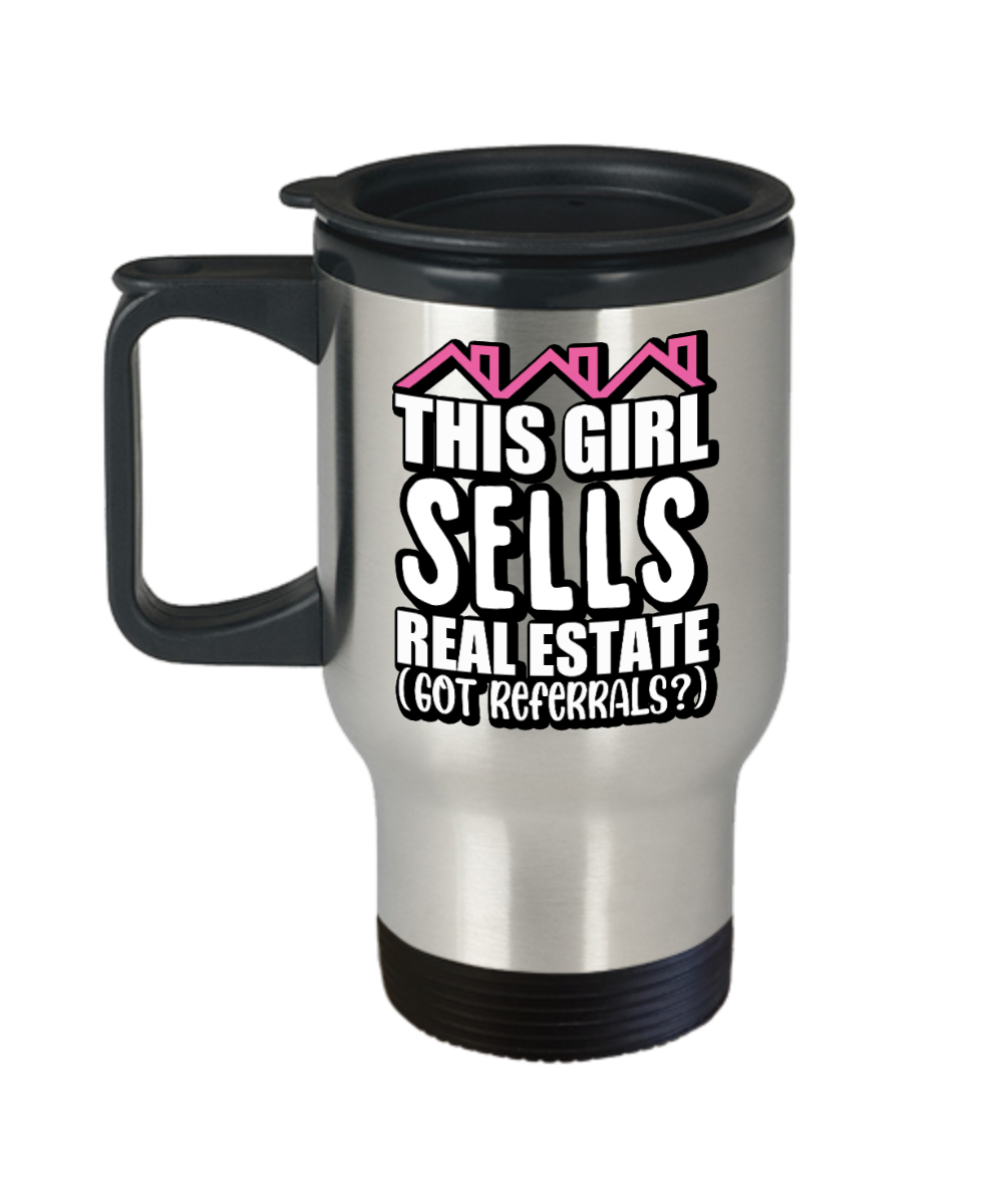 Realtor Gifts This Girl Sells Real Estate Birthday Christmas Gift Idea For Women Travel Mug