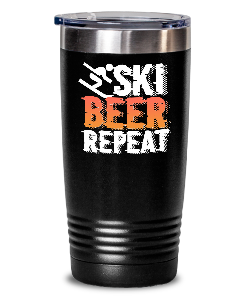 Skiing Gifts Ski Beer Repeat Birthday Christmas Gift Idea For Men Women 20oz or 30oz Tumbler