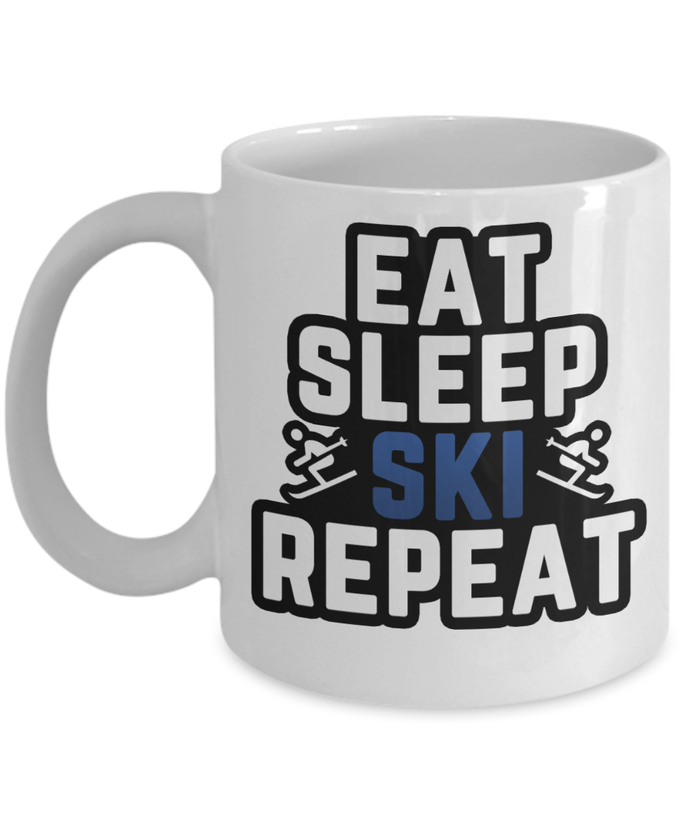 Skiing Gifts Coffee Mug Eat Sleep Ski Repeat Birthday Christmas Gift Idea For Men Women 11 oz or 15 oz