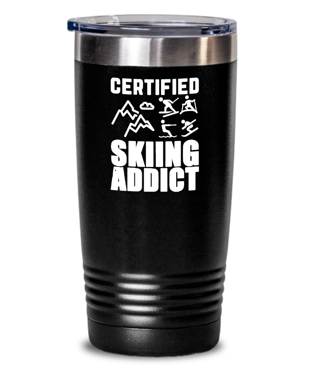 Skiing Gifts Certified Skiing Addict Birthday Christmas Gift Idea For Men Women 20oz or 30oz Tumbler