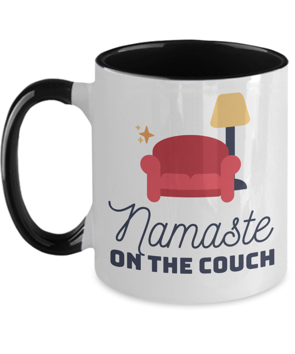 Yoga Gifts Namaste On The Couch Birthday Christmas Gift Idea Two Tone Coffee Mug 11oz