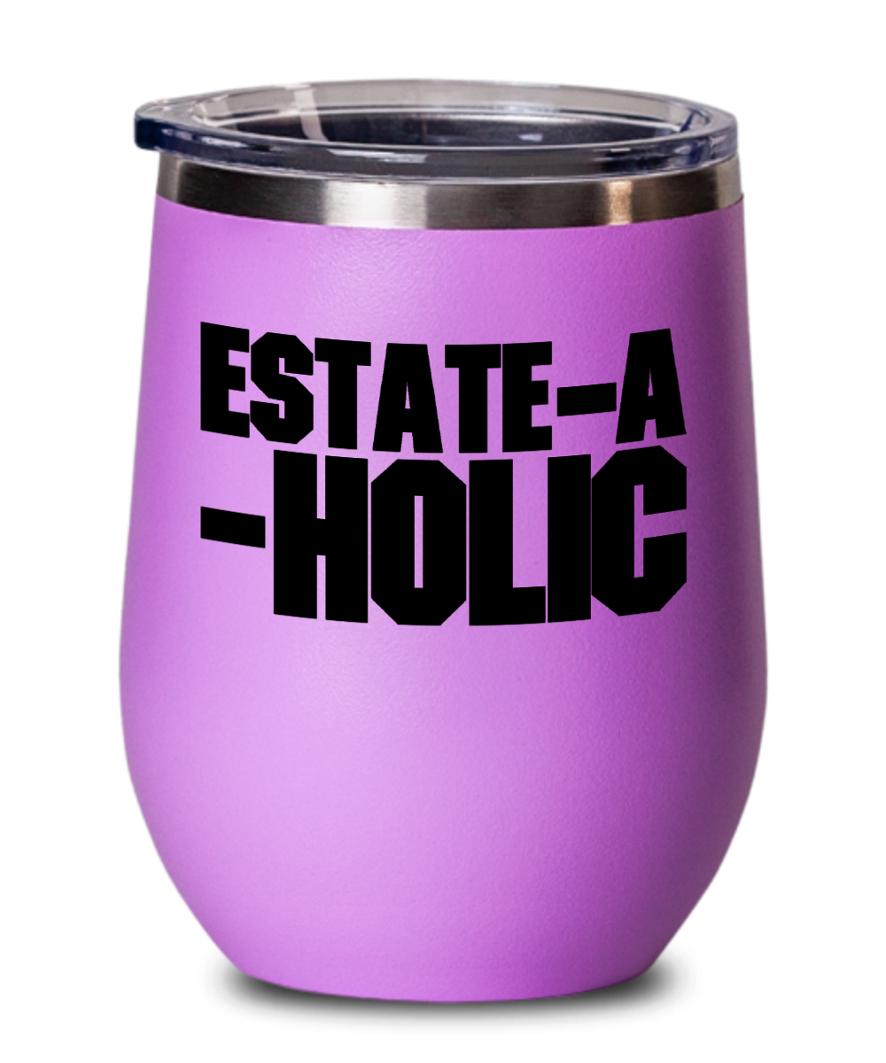 Realtor Gifts Estate A Holic Birthday Christmas Gift Idea For Men Women Wine Glass