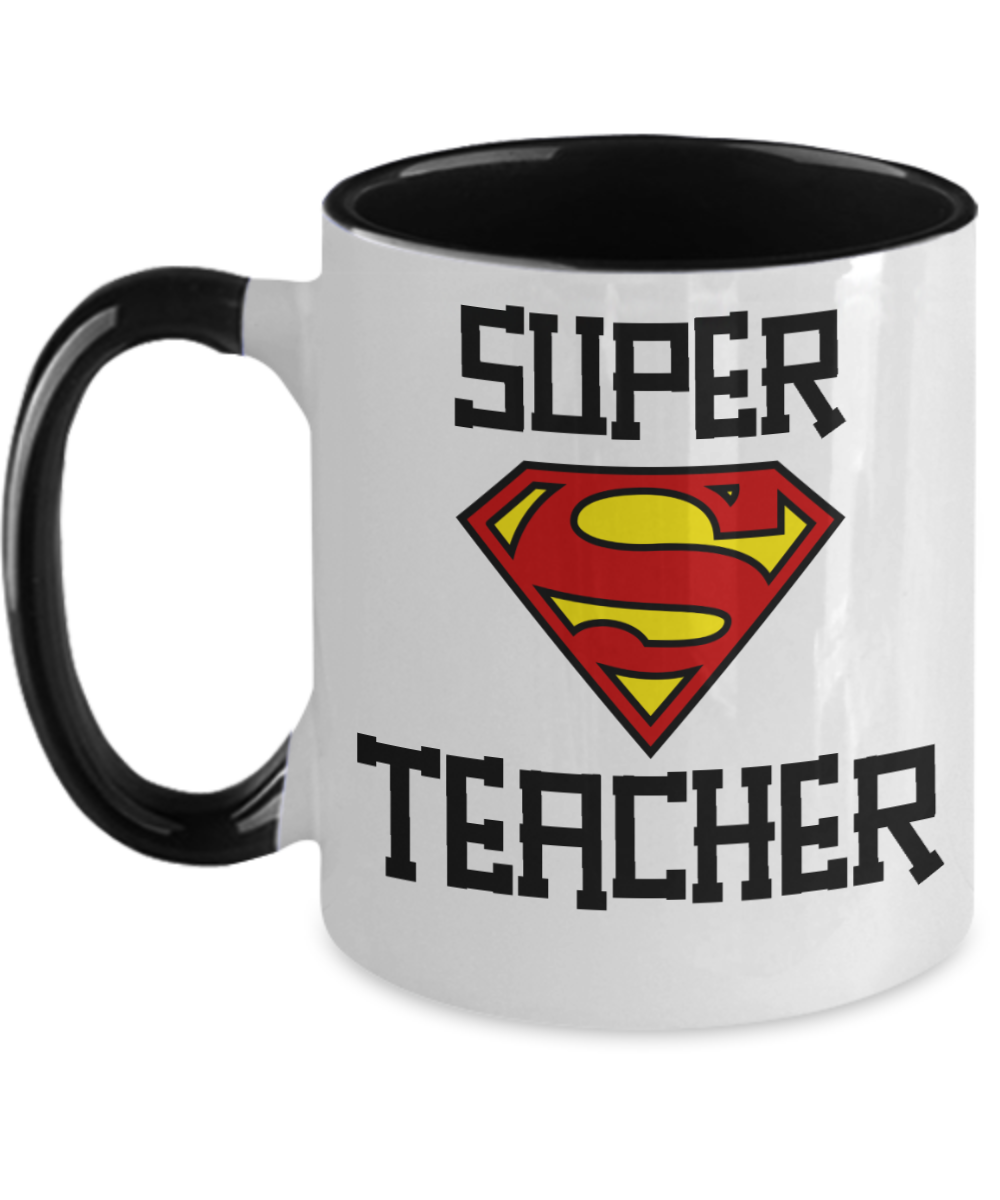 Teacher Gifts Super Teacher Birthday Christmas Gift Idea Two Tone Coffee Mug 11oz