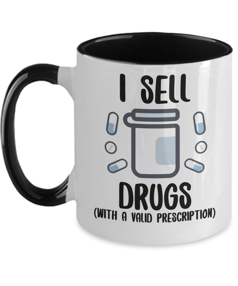 Pharmacist Gifts I Sell Drugs Birthday Christmas Gift Idea For Men Women Two Tone Coffee Mug 11oz