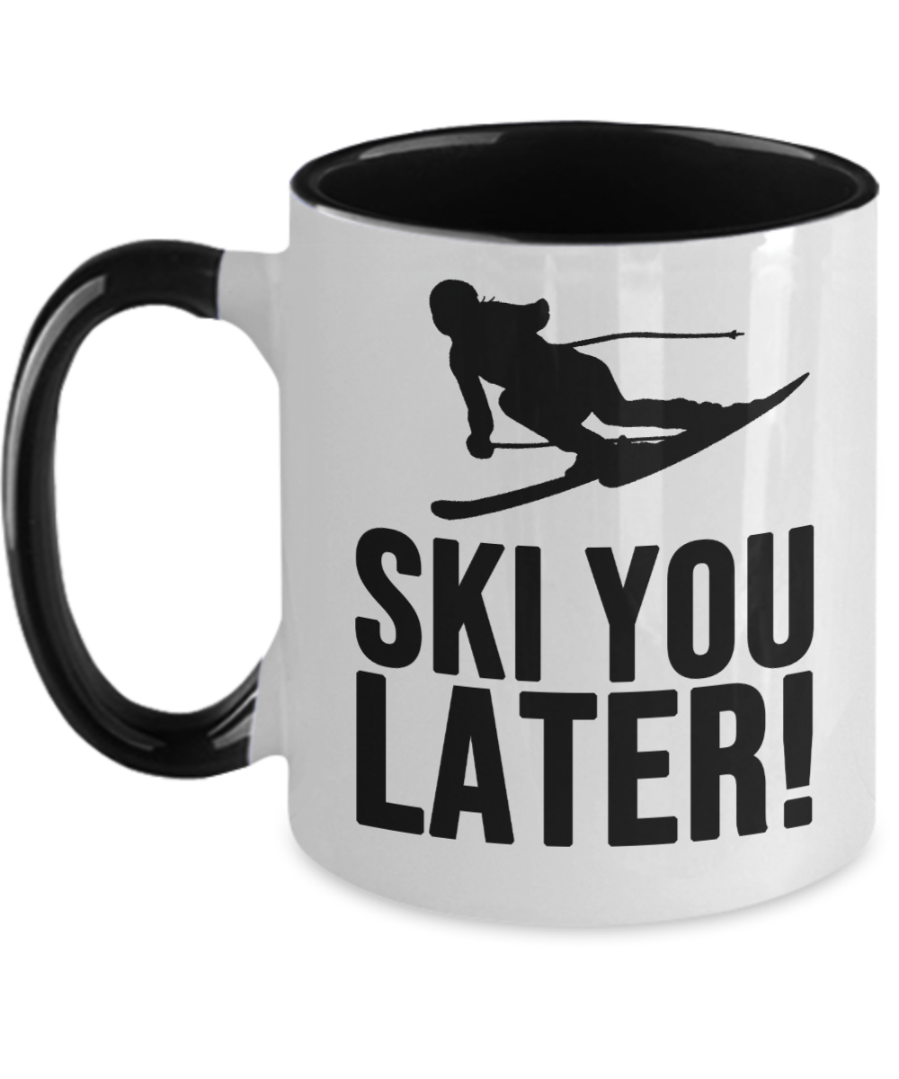 Skiing Gifts Ski You Later Birthday Christmas Gift Idea For Men Women Two Tone Coffee Mug 11oz