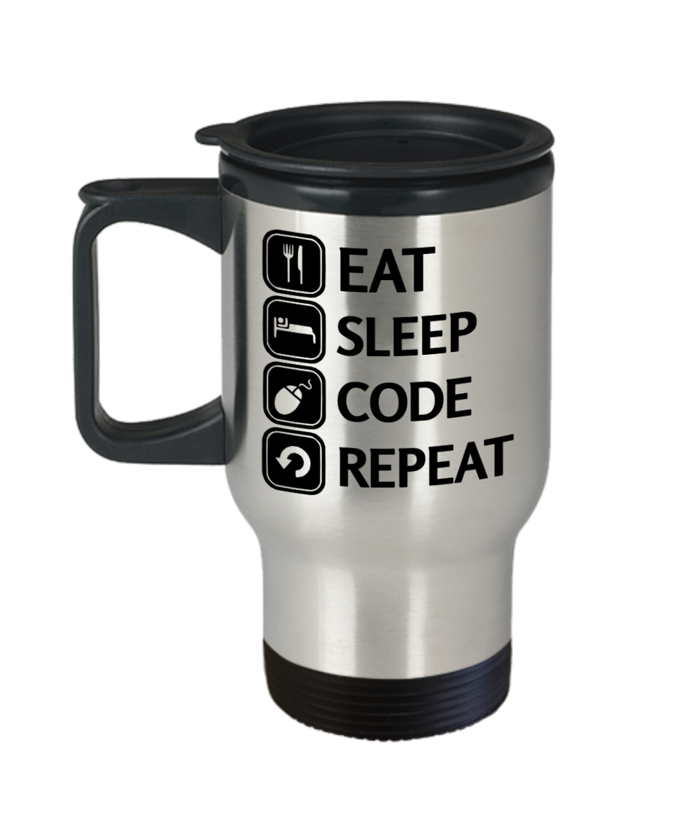 Programming Gifts Eat Sleep Code Repeat Birthday Christmas Gift Idea For Men Women Travel Mug