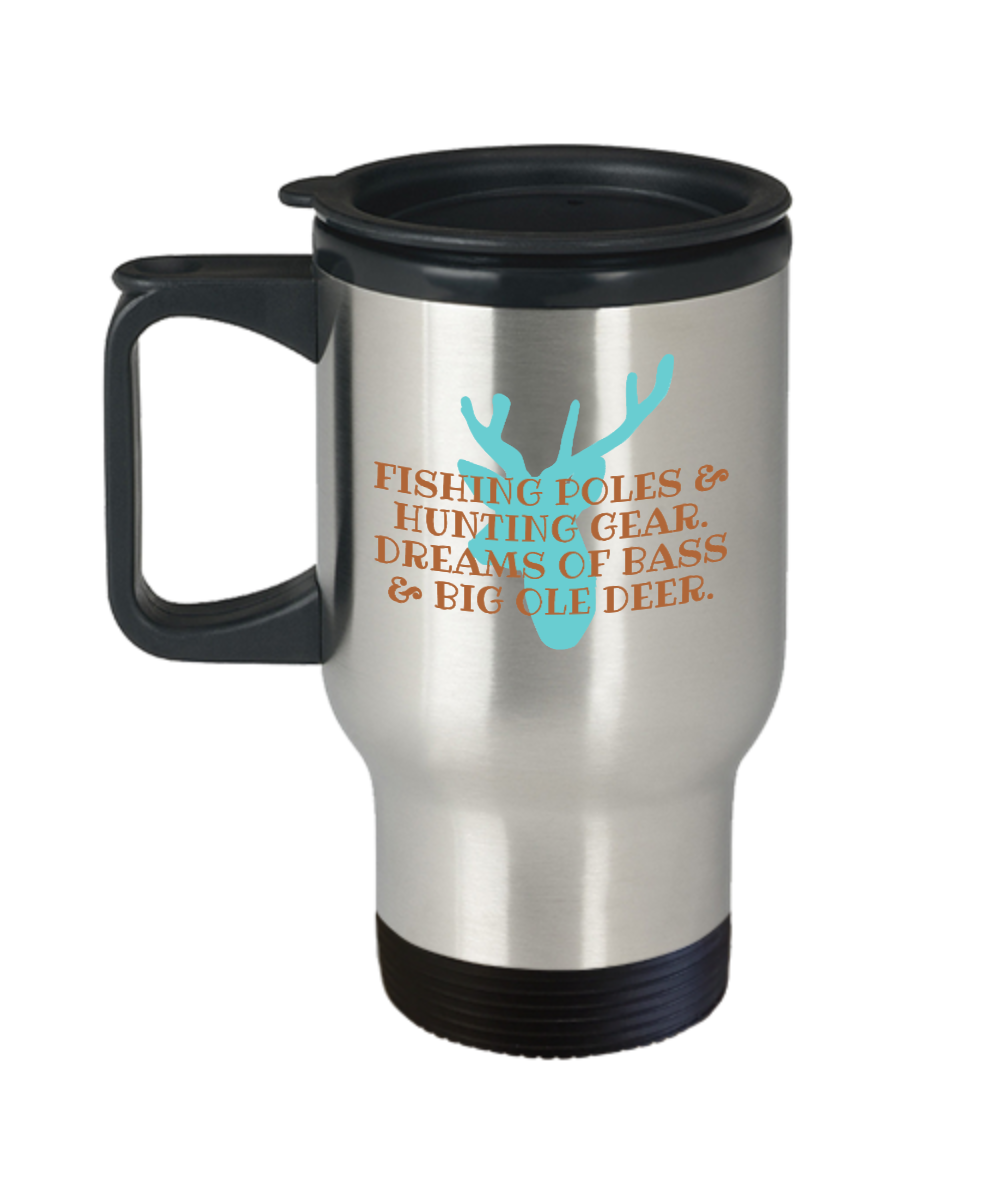 Hunting Gifts Fishing Poles And Hunting Gears Birthday Christmas Gift Idea For Men Women Travel Mug