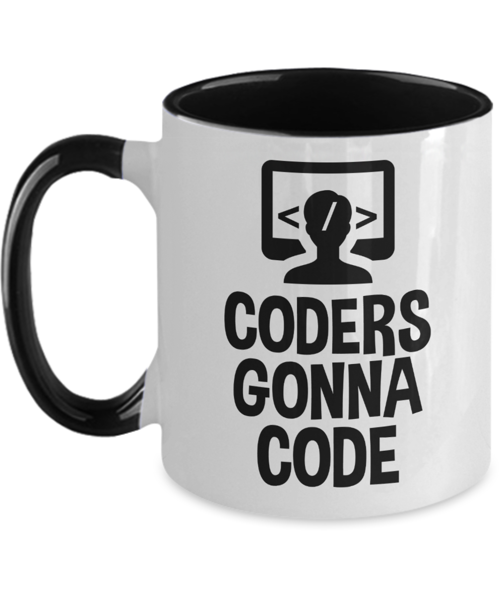 Computer Programming Gifts Coders Gonna Code Birthday Christmas Gift Idea For Men Women Two Tone Coffee Mug 11oz