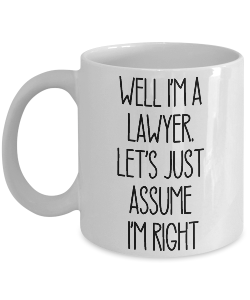 11 oz or 15 oz Coffee Mug - Well I'm A Lawyer, Let's Assume I'm Right - Boyfriend, Girlfriend, Birthday, Funny, Novelty, Gift