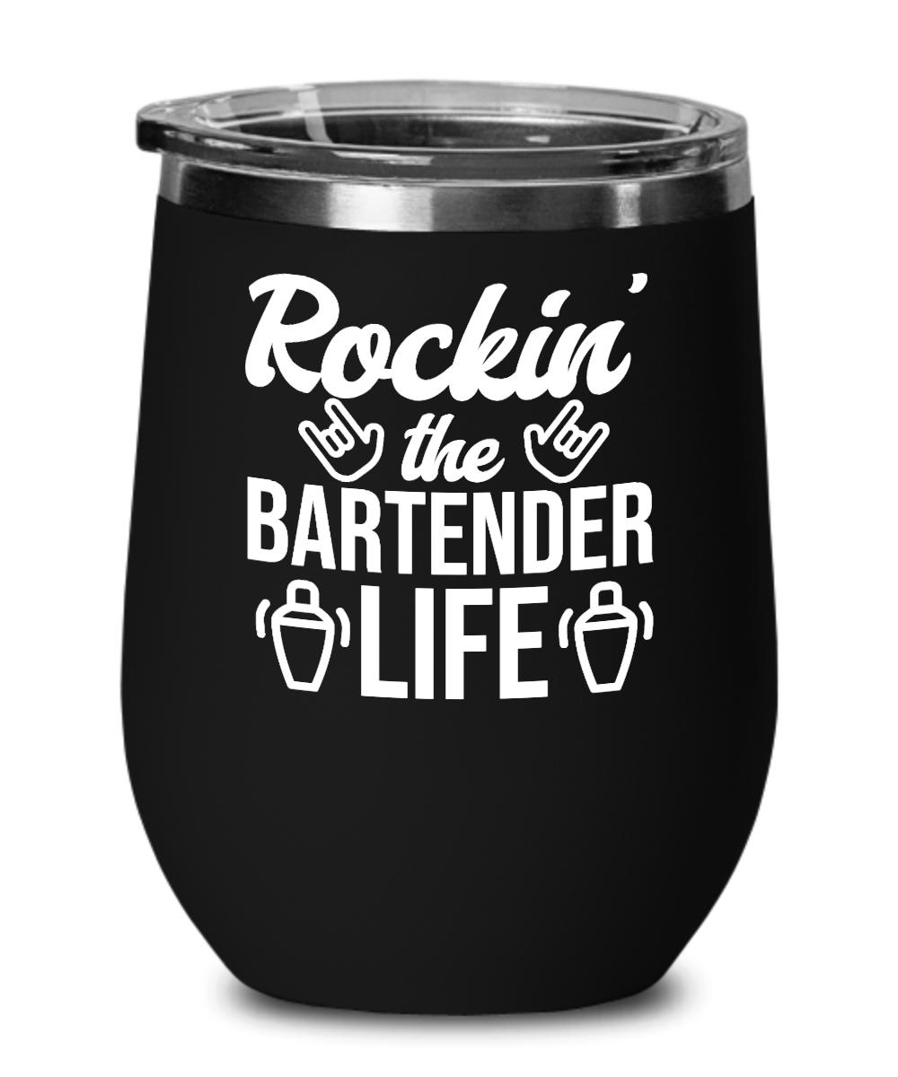 Bartender Gifts Rockin The Bartender Life Birthday Christmas Gift Idea For Men Women Wine Glass