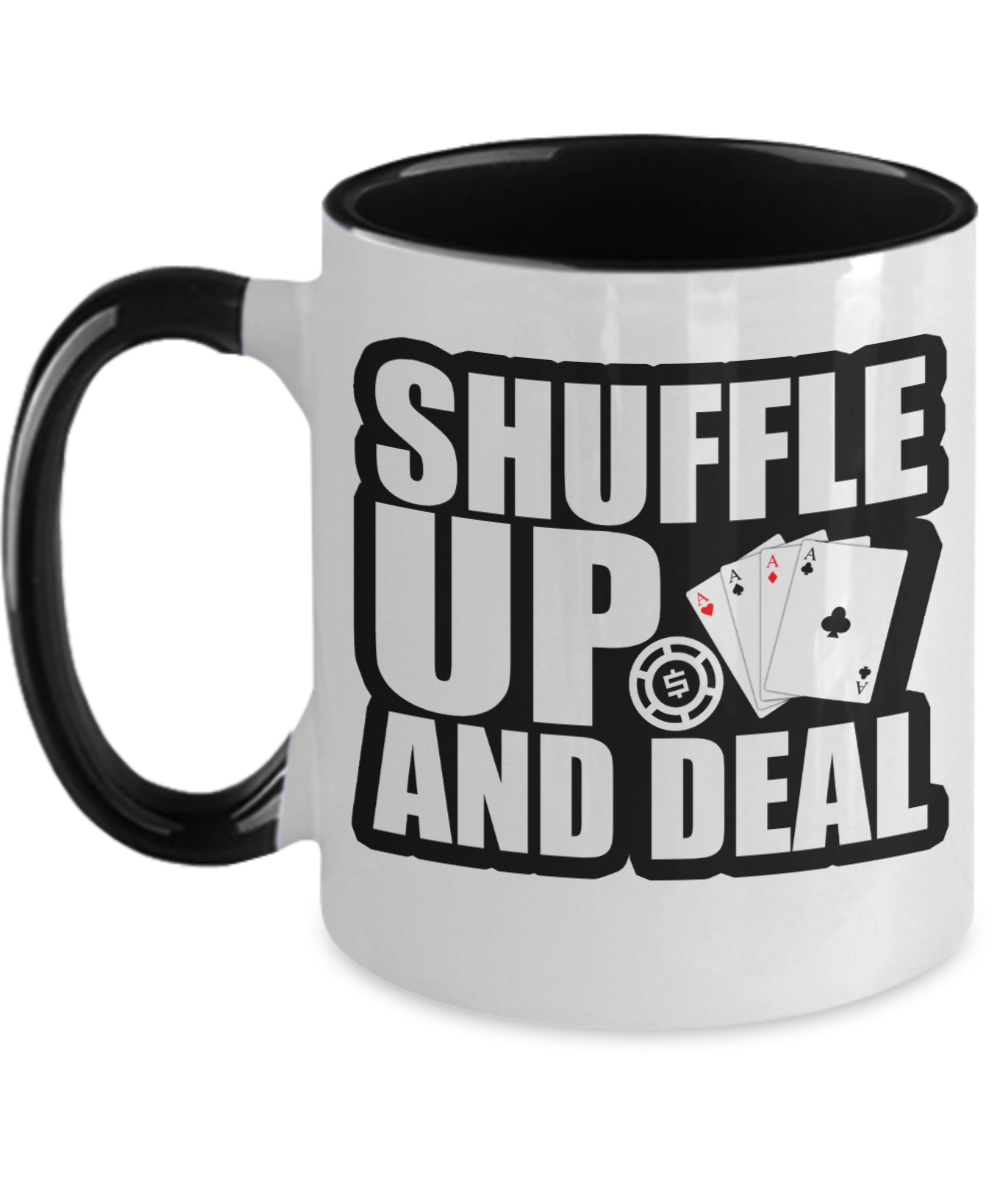 Poker Gifts Shuffle Up And Deal Birthday Christmas Gift Idea For Men Women Two Tone Coffee Mug 11oz