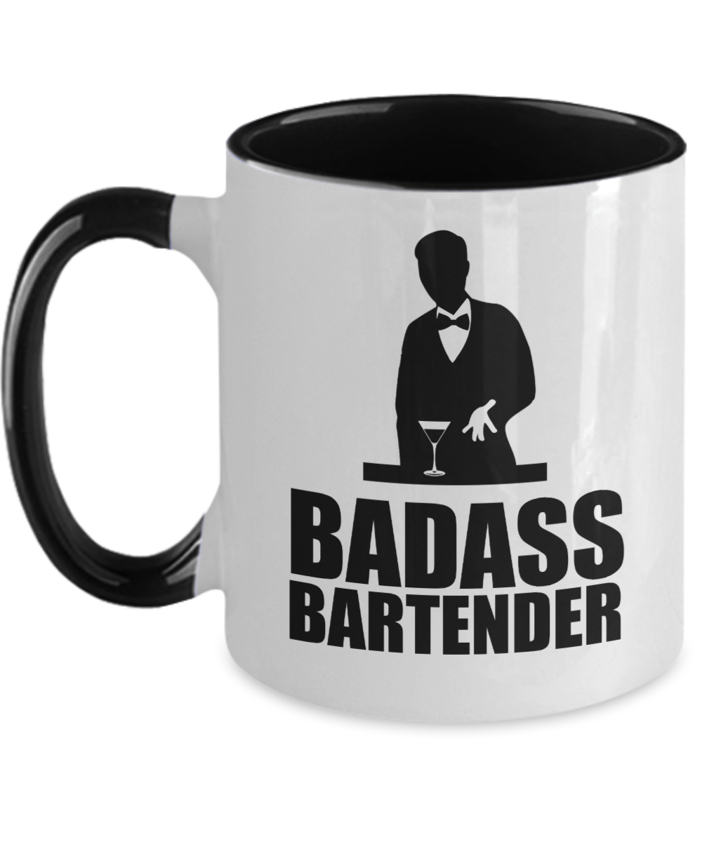 Bartender Gifts Badass Bartender Birthday Christmas Gift Idea For Men Women Two Tone Coffee Mug 11oz