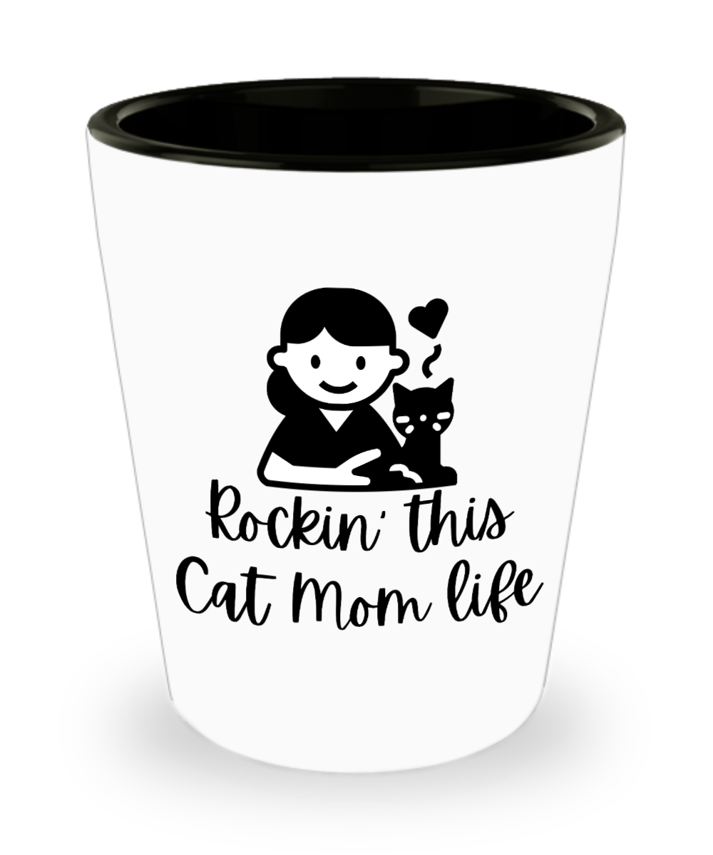 Cat Lovers Gifts Rockin This Cat Mom Life Birthday Christmas Gift Idea For Women Shot Glass