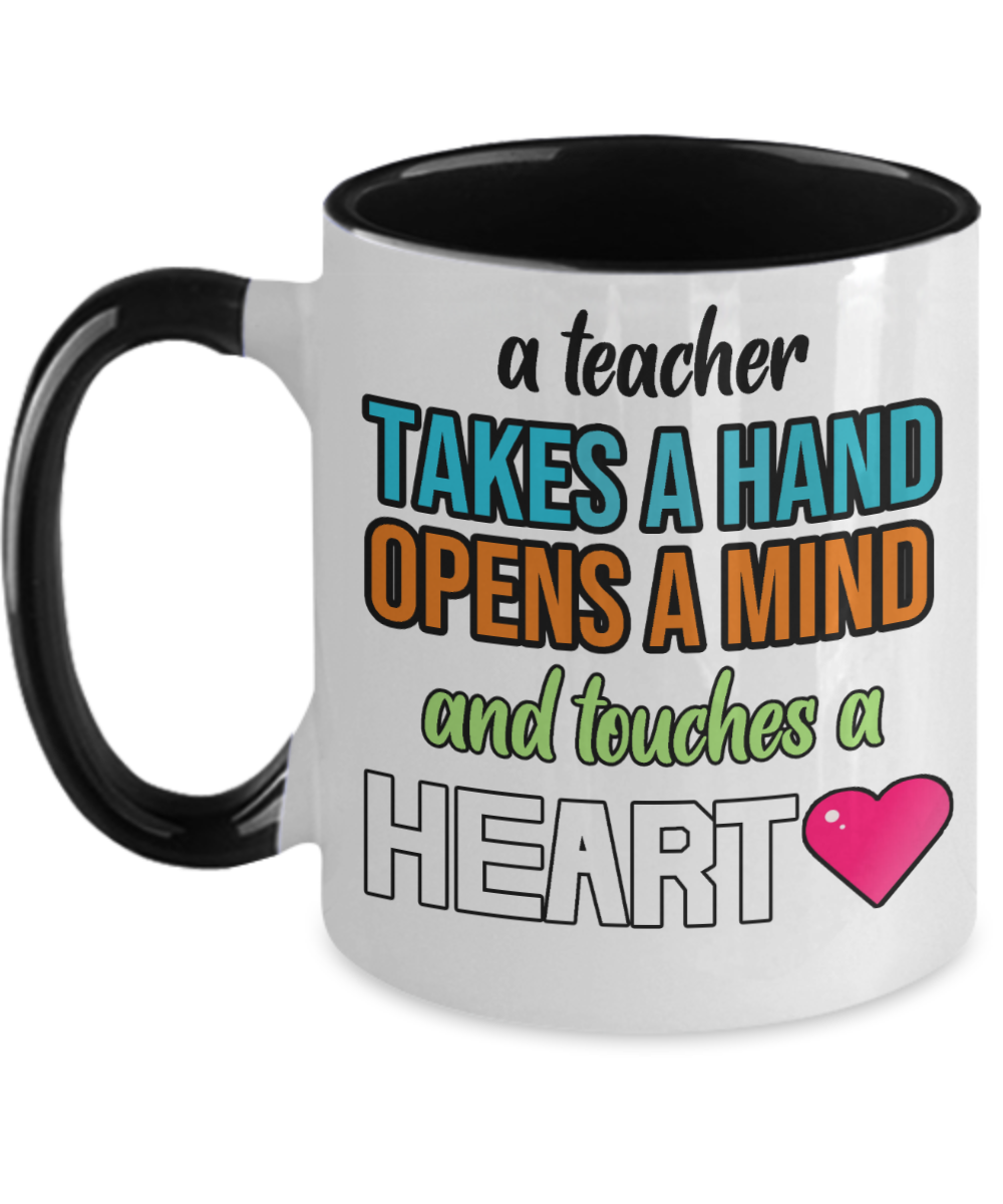 Teacher Gifts Teacher Takes A Hand Birthday Christmas Gift Idea Two Tone Coffee Mug 11oz