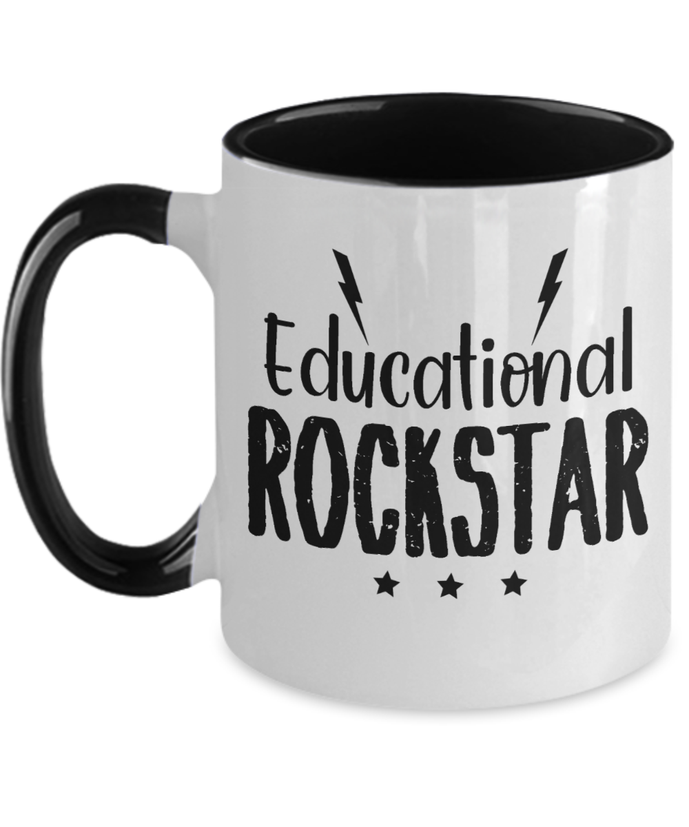 Teacher Gifts Educational Rockstar Birthday Christmas Gift Idea Two Tone Coffee Mug 11oz