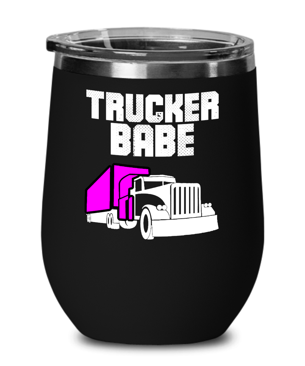 Trucker Gifts Trucker Babe Birthday Christmas Gift Idea For Men Women Wine Glass