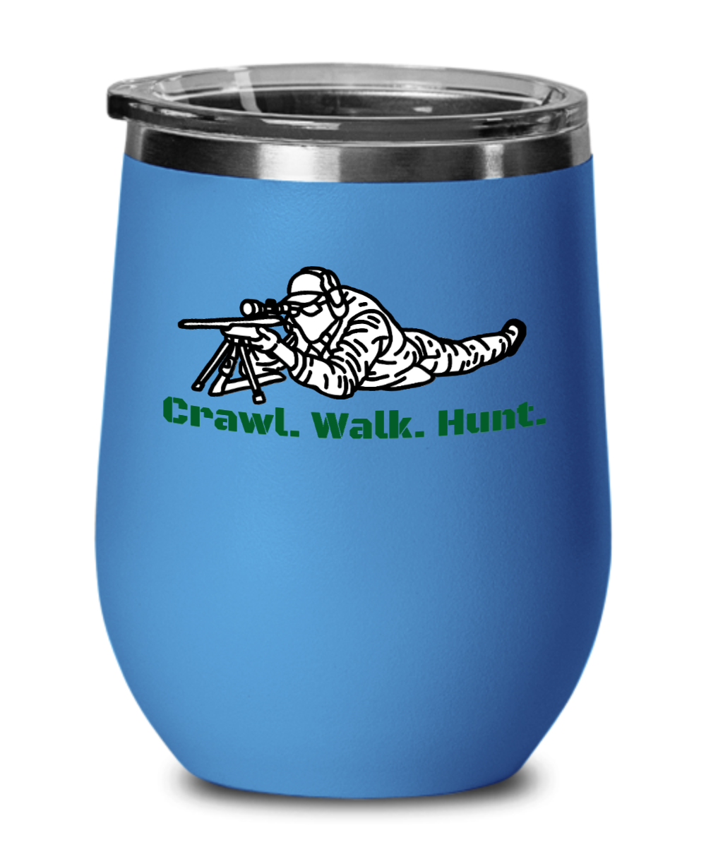 Hunting Gifts Crawl Walk Hunt Birthday Christmas Gift Idea For Men Women Wine Glass