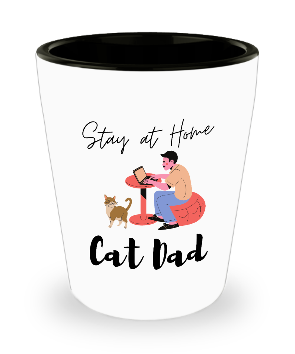 Cat Lovers Gifts Stay At Home Cat Dad Birthday Christmas Gift Idea For Men Shot Glass